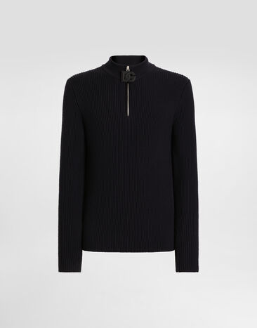 Dolce & Gabbana Jersey de cuello alto con cremallera y logotipo Azul GXW45TJCVWY