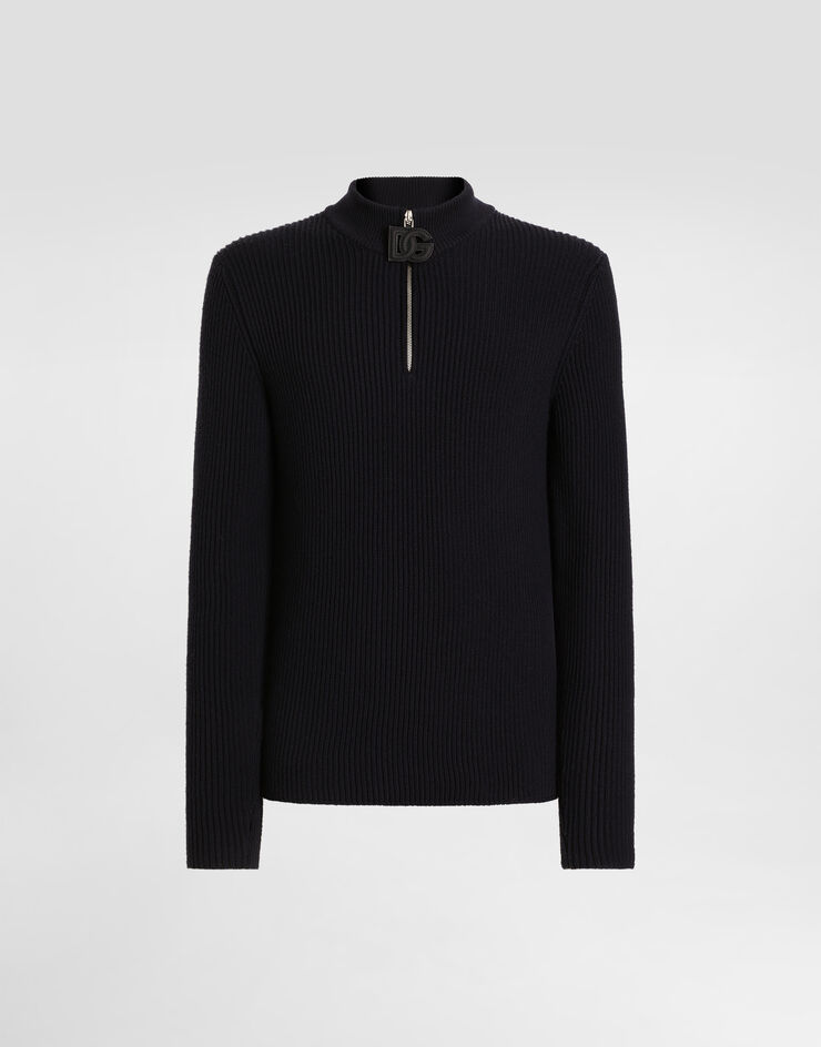 Dolce & Gabbana Jersey de cuello alto con cremallera y logotipo Azul GXW45TJCVWY