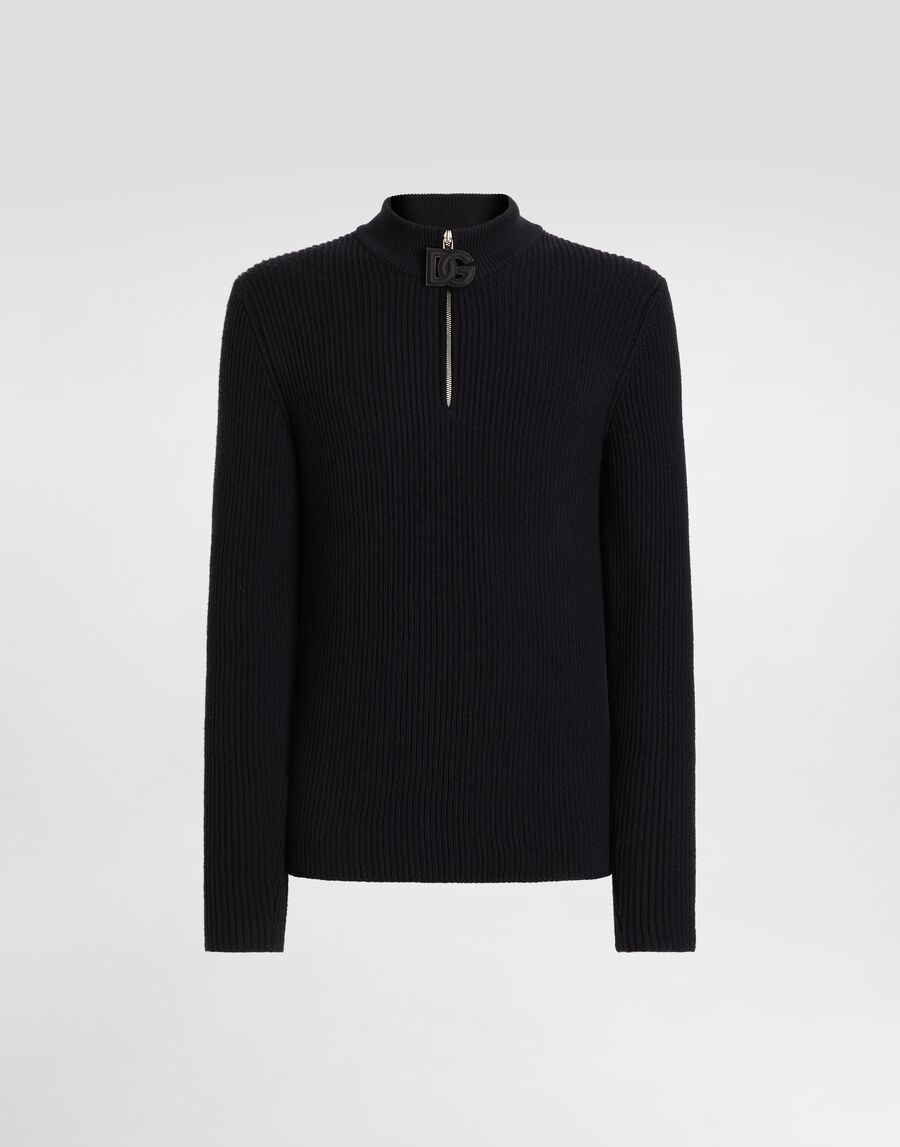 Turtleneck zipped pullover with logo