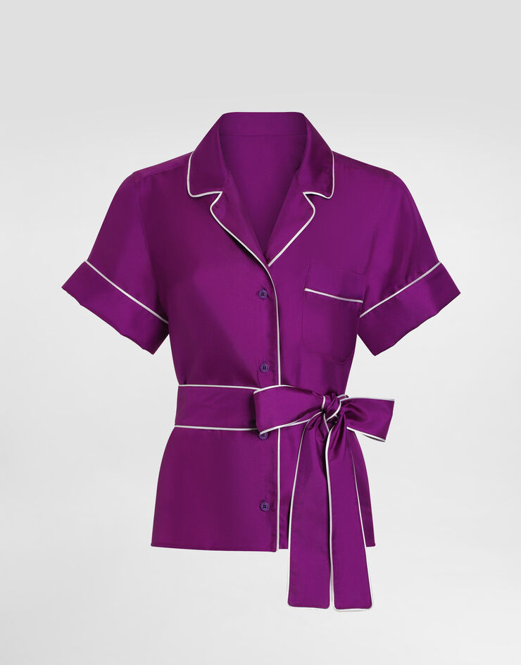 Dolce & Gabbana Silk twill vanity shirt Purple F5G67TFU10S