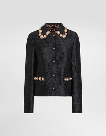Dolce & Gabbana Chaqueta de brocado con motivo de peonías Negro F29UEZHJMQO