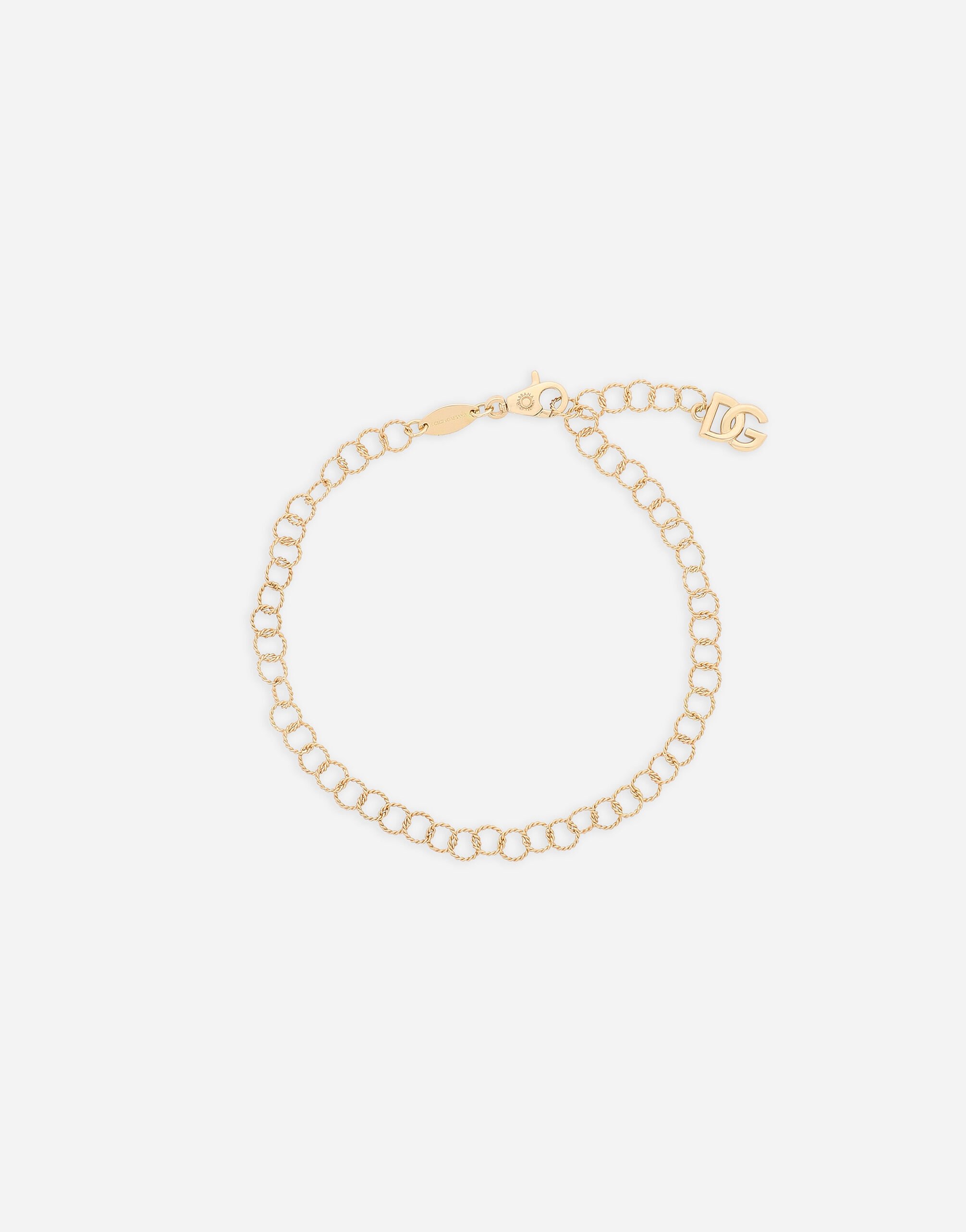 Dolce & Gabbana Link bracelet in 18k yellow gold and twisted wire Weiss WBQA1GWTSQS