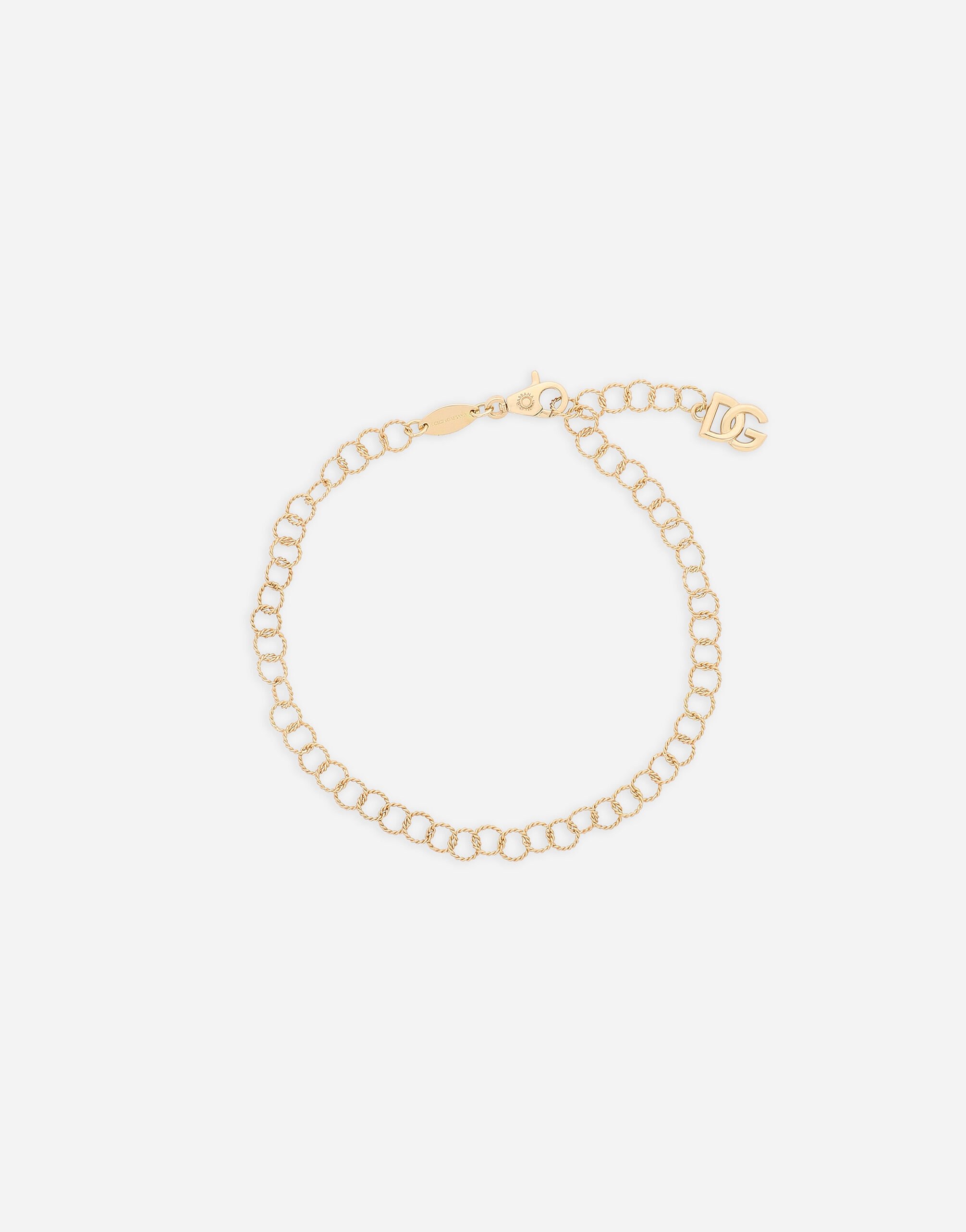 Dolce & Gabbana Pulsera de cadena de hilo retorcido y oro amarillo de 18 kt Blanco WBQA1GWTSQS