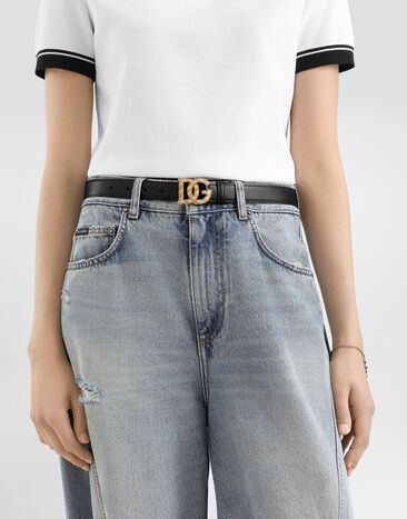 Dolce & Gabbana Ремень из телячьей кожи с логотипом DG Black BE1683AW576