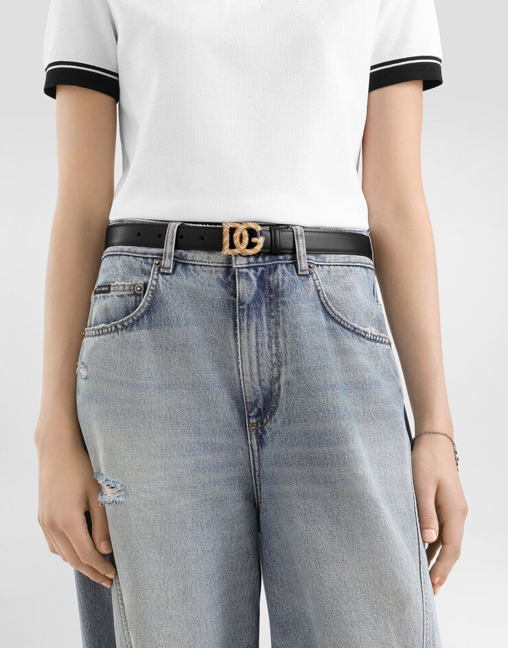 Dolce & Gabbana Calfskin belt with DG logo Dolce & Gabbana Calfskin belt with DG logo Black BE1683AW576
