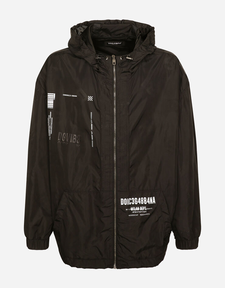 Dolce & Gabbana Hooded nylon jacket with DGVIB3 print Black G9ZV4TGH398