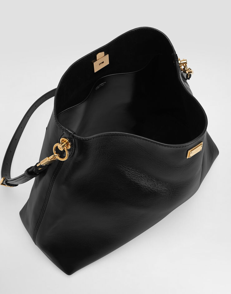 Dolce & Gabbana Large Vittoria calfskin shoulder bag Black BB7942AZ000