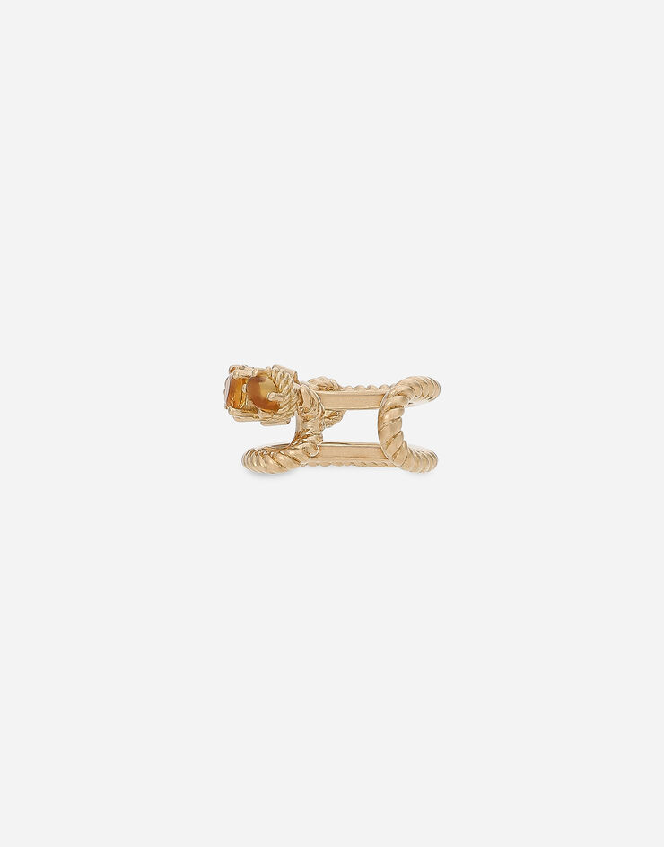 Dolce & Gabbana Orecchino singolo con doppio earcuff in oro giallo 18k con citrini Gold WSQA7GWQC01