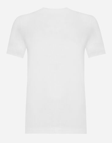 Dolce & Gabbana Cotton T-shirt with Crystal DG logo White F8U08ZG7B3U