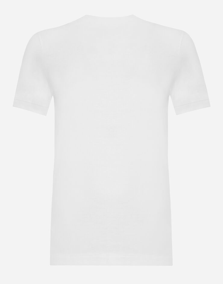 Dolce & Gabbana Cotton T-shirt with Crystal DG logo White F8U08ZG7B3U