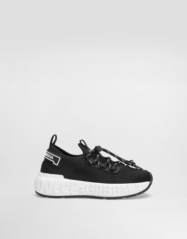 Dolce & Gabbana Jersey and split calfskin sneakers Black DA5307AW574