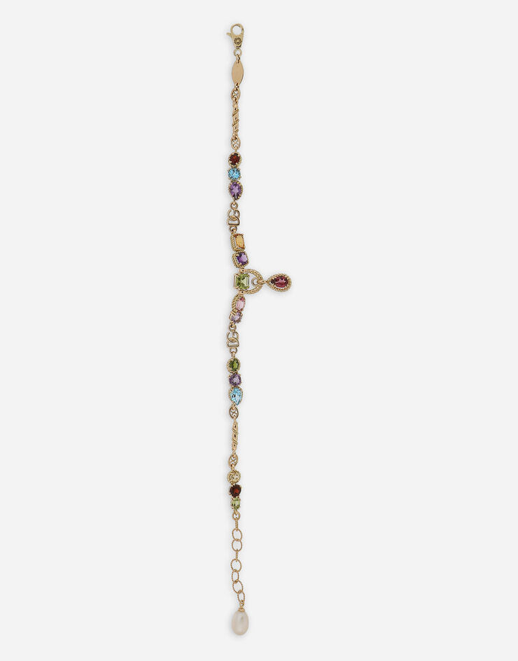 Dolce & Gabbana Pulsera de oro amarillo de 18 kt con aplicaciones de gemas multicolores Oro Amarillo WBQR1GWMIX1