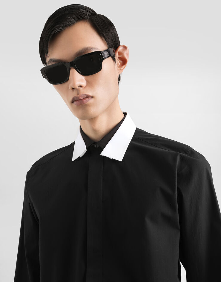 Dolce & Gabbana Camisa Martini de algodón Supima Negro G5NQ0ZFU5T9