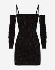 Dolce&Gabbana Short tulle dress with jacquard DG logo Black F6DIBTGDB2M