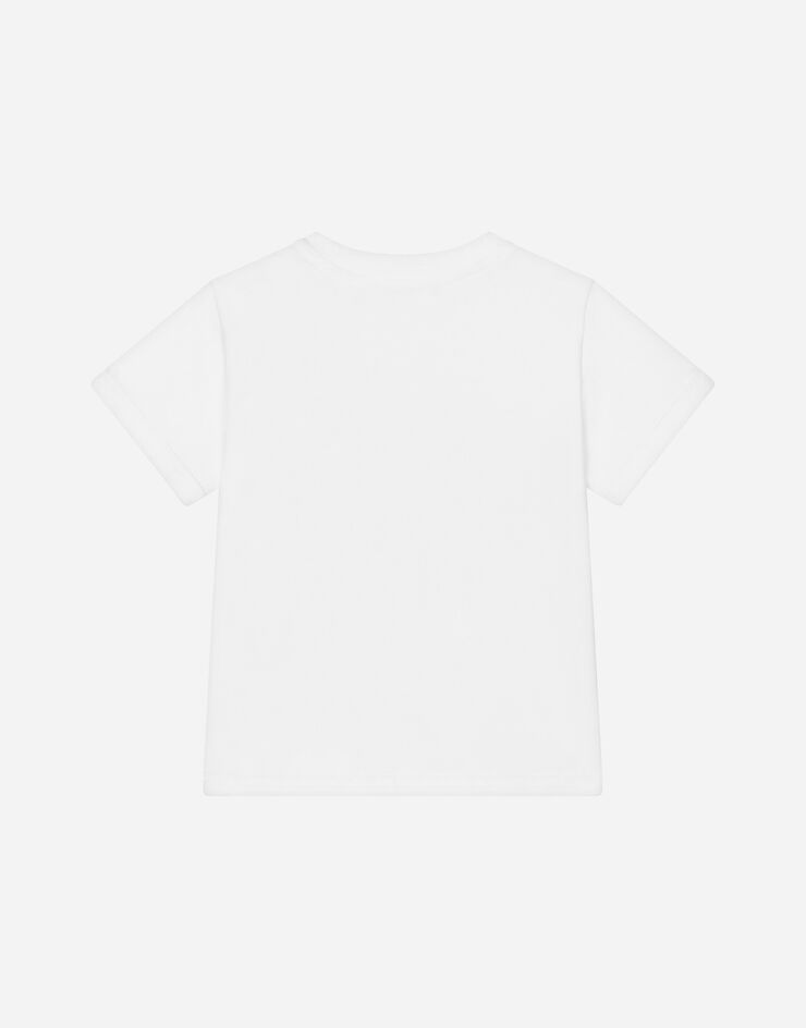 DolceGabbanaSpa Kurzarm-T-Shirt aus Jersey mit Print Weiss L1JTEYG7KS4