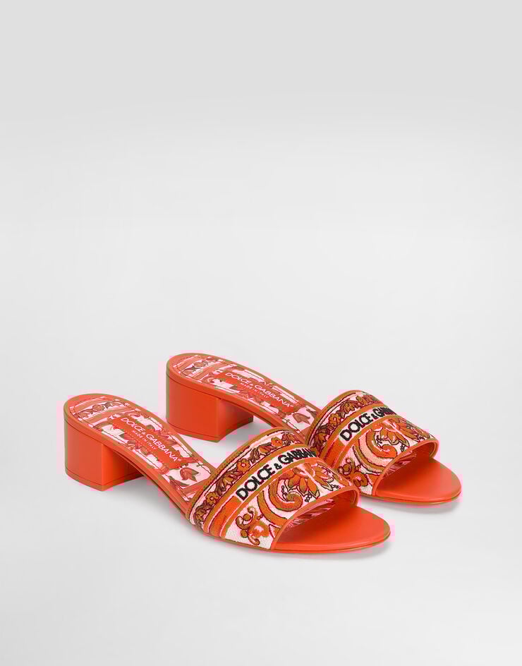 Dolce & Gabbana Mules with majolica embroidery Multicolor CR1748AV804