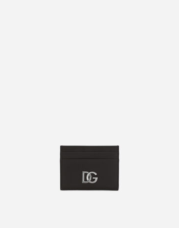 Dolce & Gabbana Calfskin nappa card holder with DG logo Grey BP0330AT489