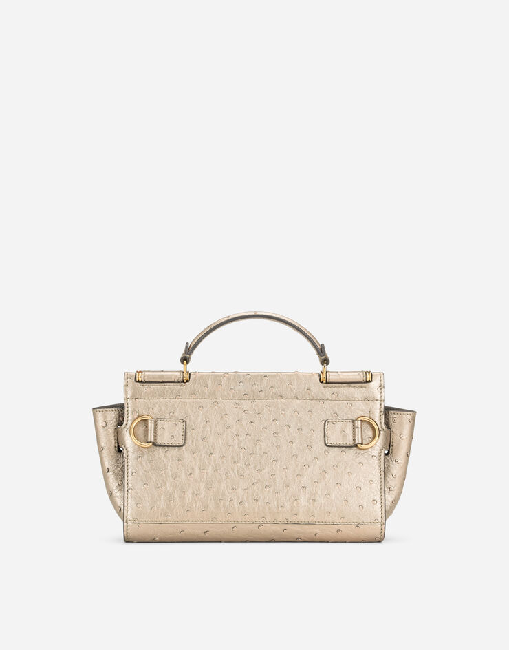 Dolce & Gabbana Sac Sicily 62 soft petit format en cuir d’autruche métallisé Doré BM6975A8N07