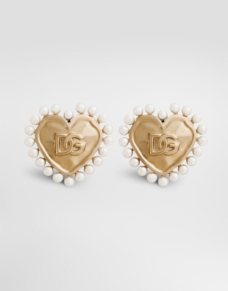 Dolce & Gabbana Heart earrings with beaded detailing Dolce & Gabbana Heart earrings with beaded detailing Gold WEQ6L8W1111