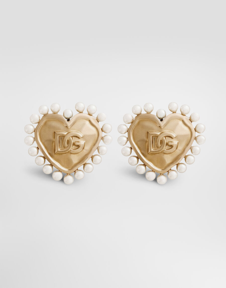 Heart earrings with beaded detailing