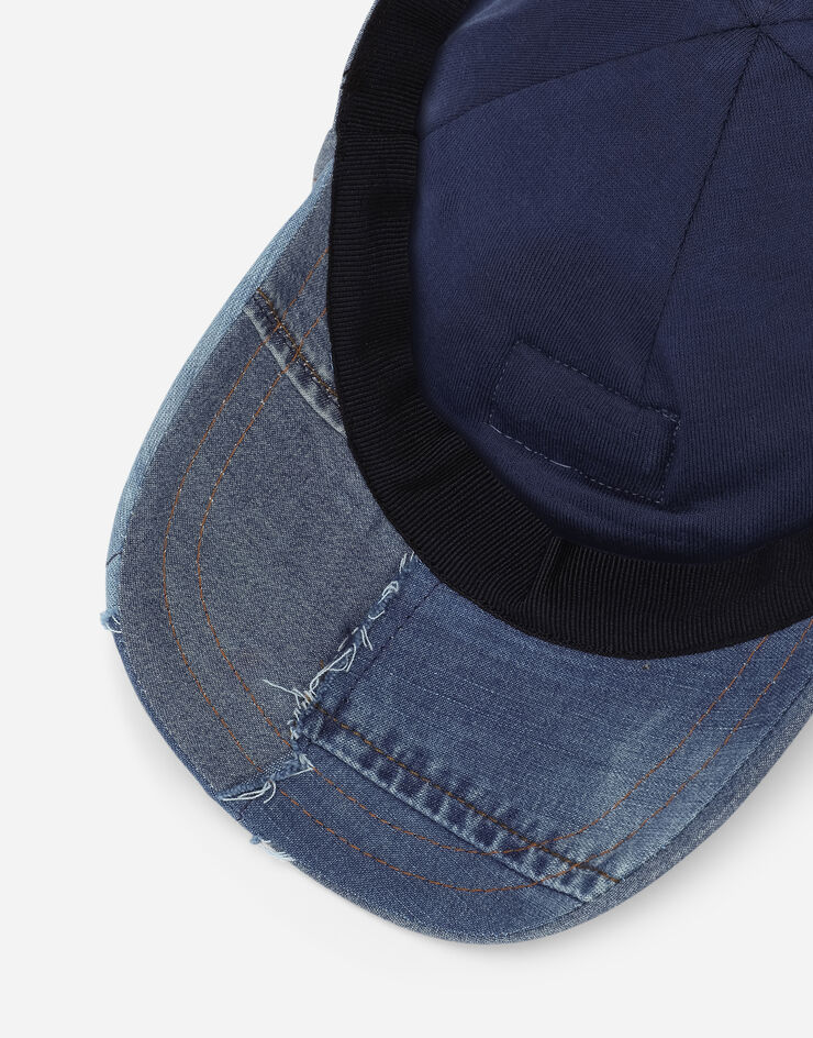 Dolce & Gabbana Casquette de base-ball en denim avec plaquette à logo Multicolore LB4H80G7H5C