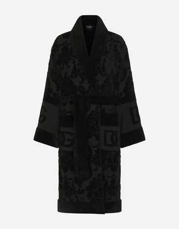 Dolce & Gabbana Bath Robe in Terry Cotton Jacquard Multicolor TC0108TCAK2