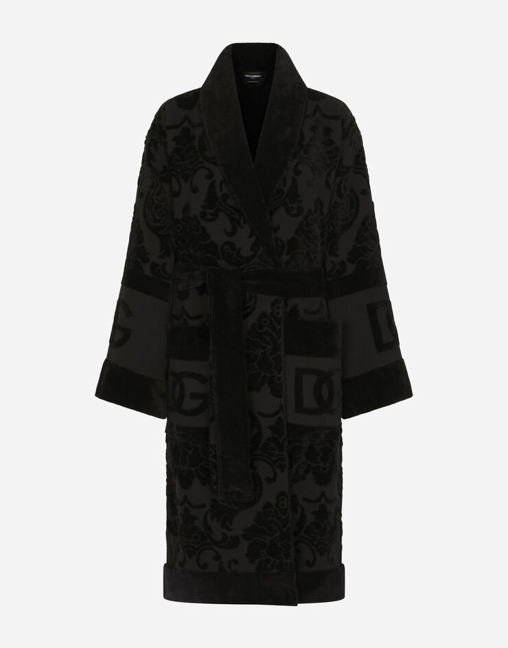 Dolce & Gabbana Bath Robe in Terry Cotton Jacquard Multicolor TCF009TCAGM