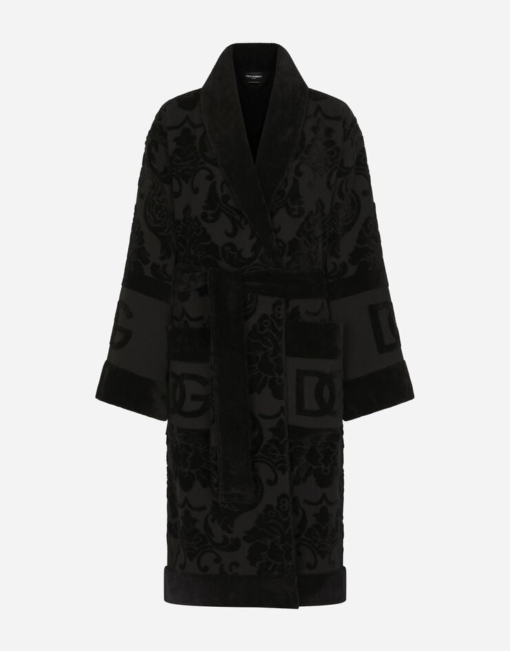 Dolce & Gabbana Bath Robe in Terry Cotton Jacquard Multicolor TCF009TCAGM