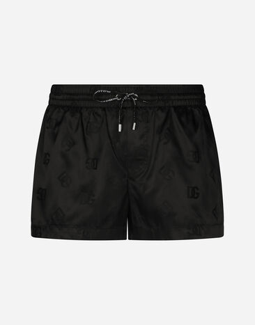 Dolce & Gabbana Bañador bóxer corto en jacquard con DG Monogram Negro M4A06TFJSCE