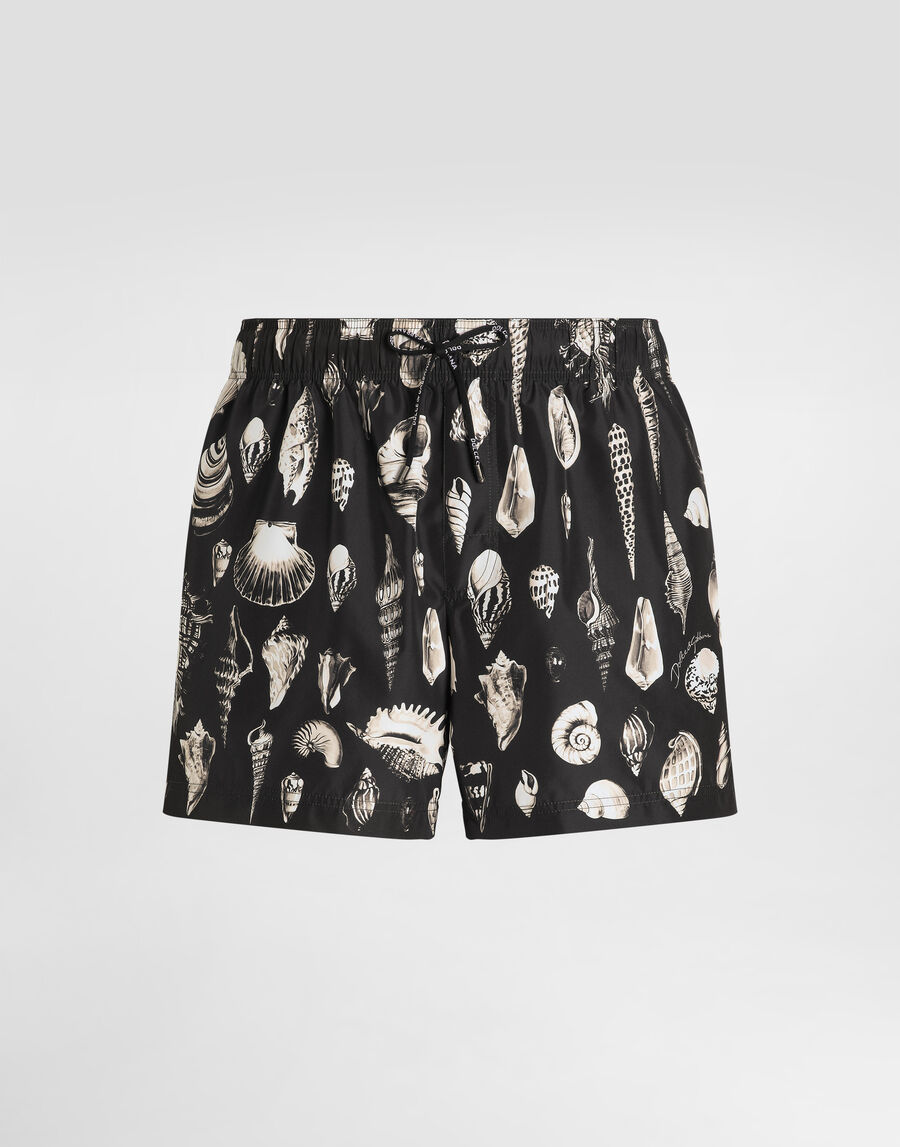 Shell-print short swim boxer shorts