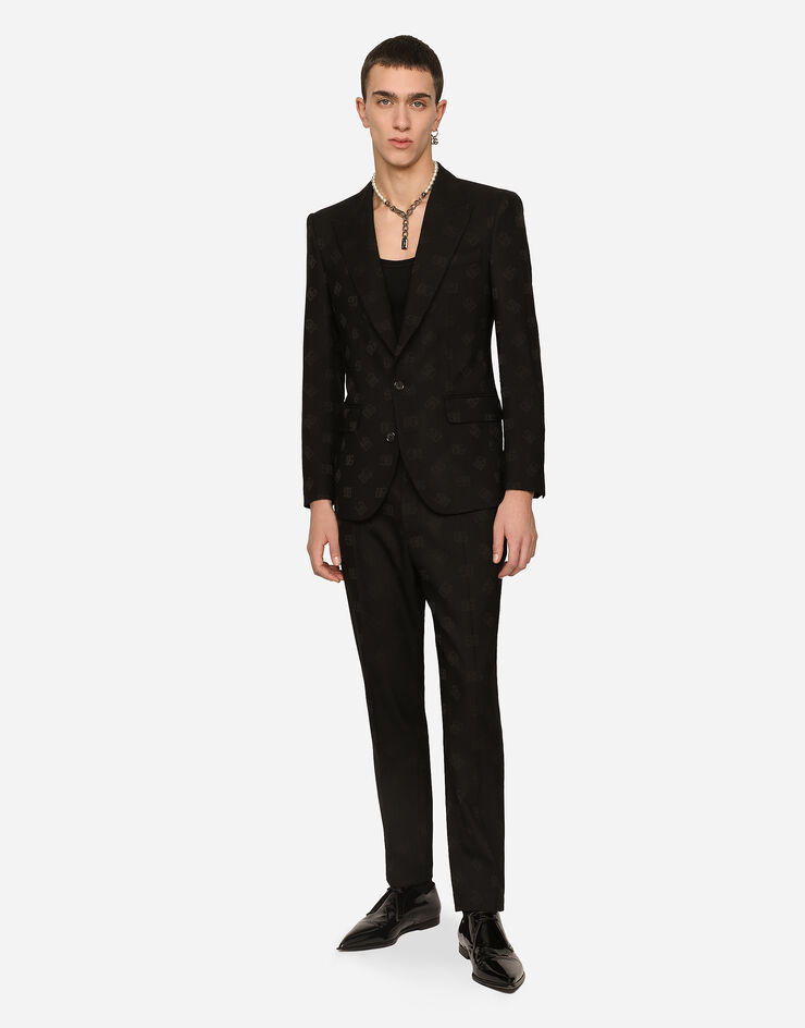 Dolce & Gabbana Однобортный пиджак Sicilia с жаккардовым узором DG Monogram черный G2QU6TFJBAK