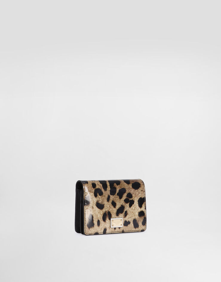 Dolce & Gabbana Geldbörse aus glänzendem Kalbsleder mit Leopardenmuster-Aufdruck Animal-Print BI1211AM568