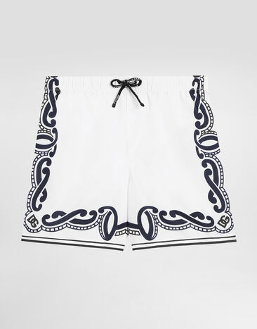 Dolce & Gabbana Fabric swim trunks with bandanna print Blue L4J818ON03Q