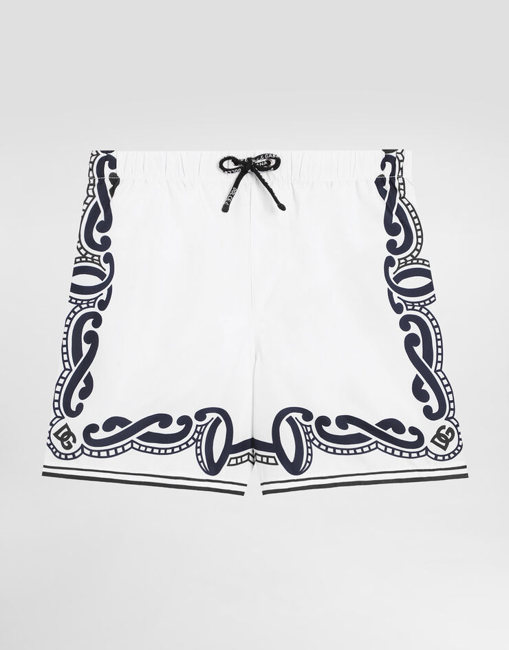 Dolce & Gabbana Fabric swim trunks with bandanna print Print L4J818ON04N
