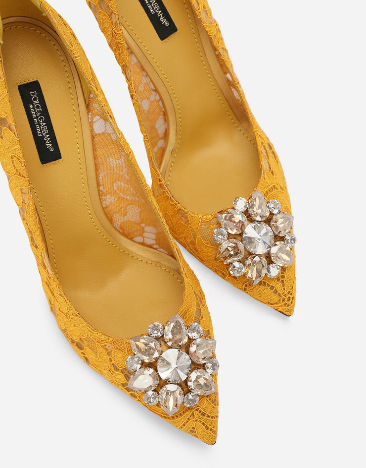 Dolce & Gabbana Lace rainbow pumps with brooch detailing Yellow CD0101AL198
