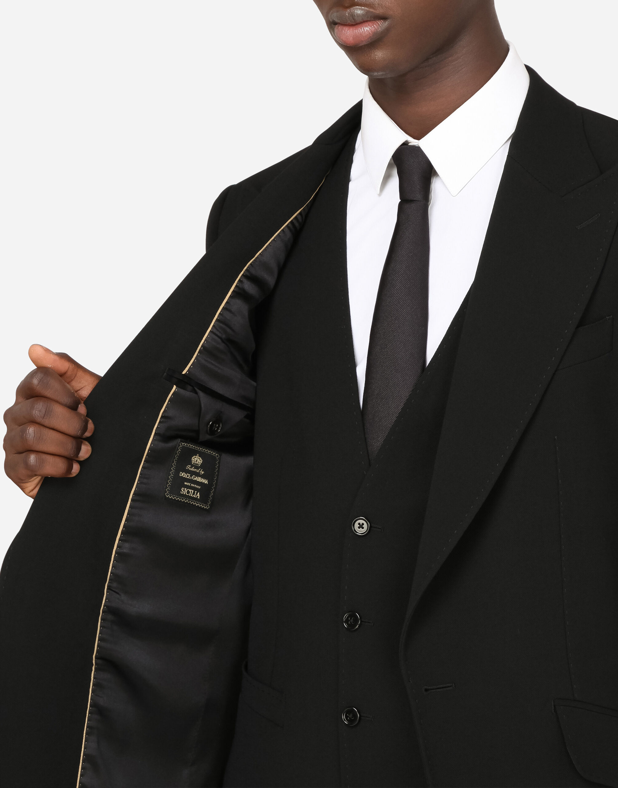 Wool Sicilia fit suit in BLACK for Men Dolce Gabbana