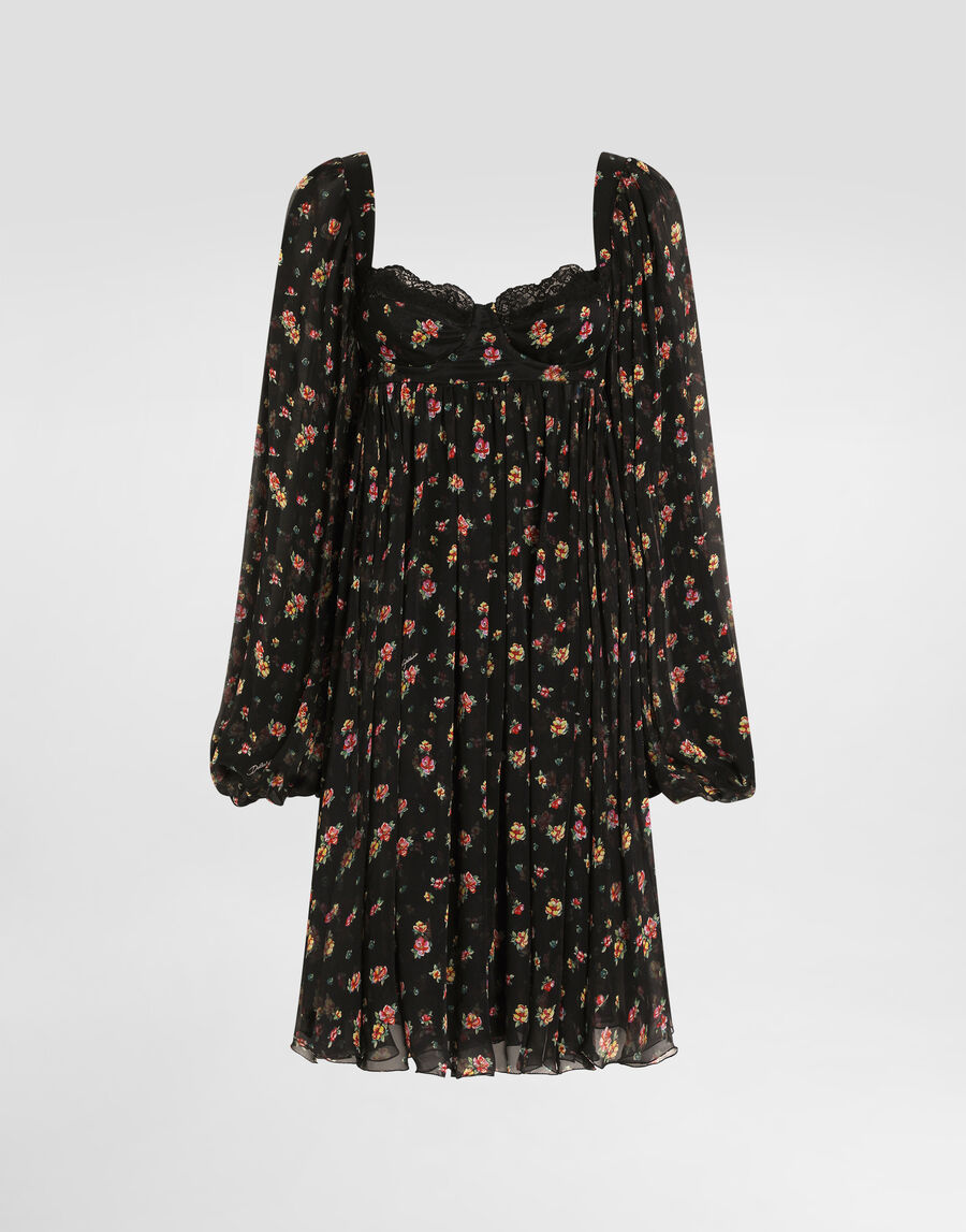Small floral-print chiffon dress