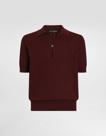 Dolce & Gabbana Openwork cotton polo shirt Purple GXZBRTJBCJO