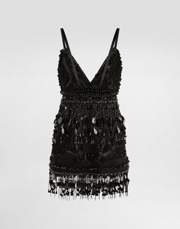 Dolce & Gabbana Satin dress with embroidery Multicolor F60DKZGDDI8