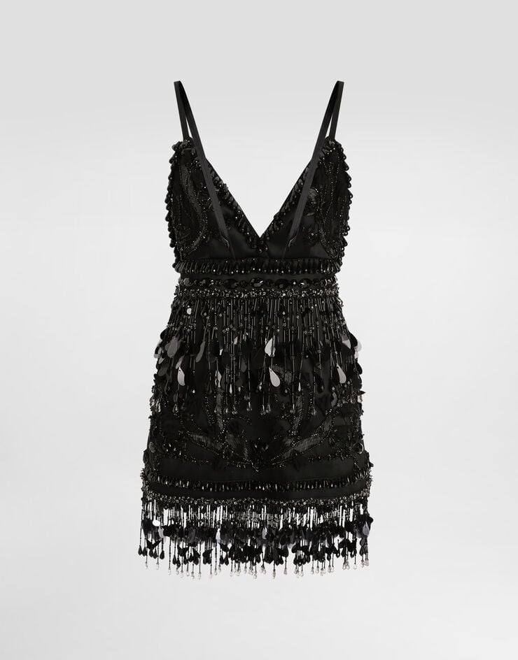 Dolce & Gabbana Satin dress with embroidery Multicolor F60DKZGDDI8