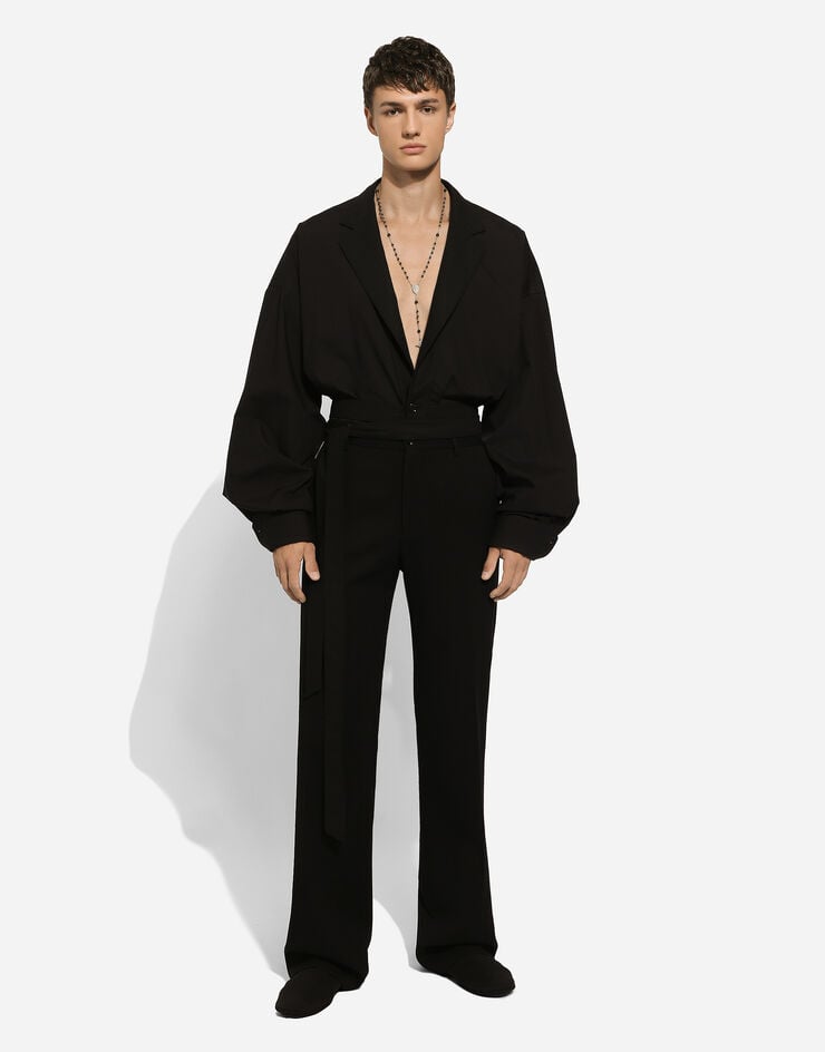 Dolce & Gabbana 라펠 & 재킷 칼라 코튼 셔츠 블랙 G2SV4TFU5T9