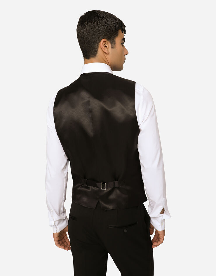 Dolce & Gabbana بدلة صوف مرن من ثلاث قطع بقصة سيسيلي أسود GKPUMTFUBE7