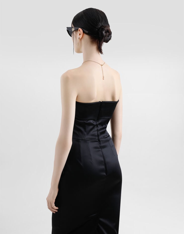 Dolce & Gabbana 缎布束身直筒中长连衣裙 黑 F6JNYTFURAD