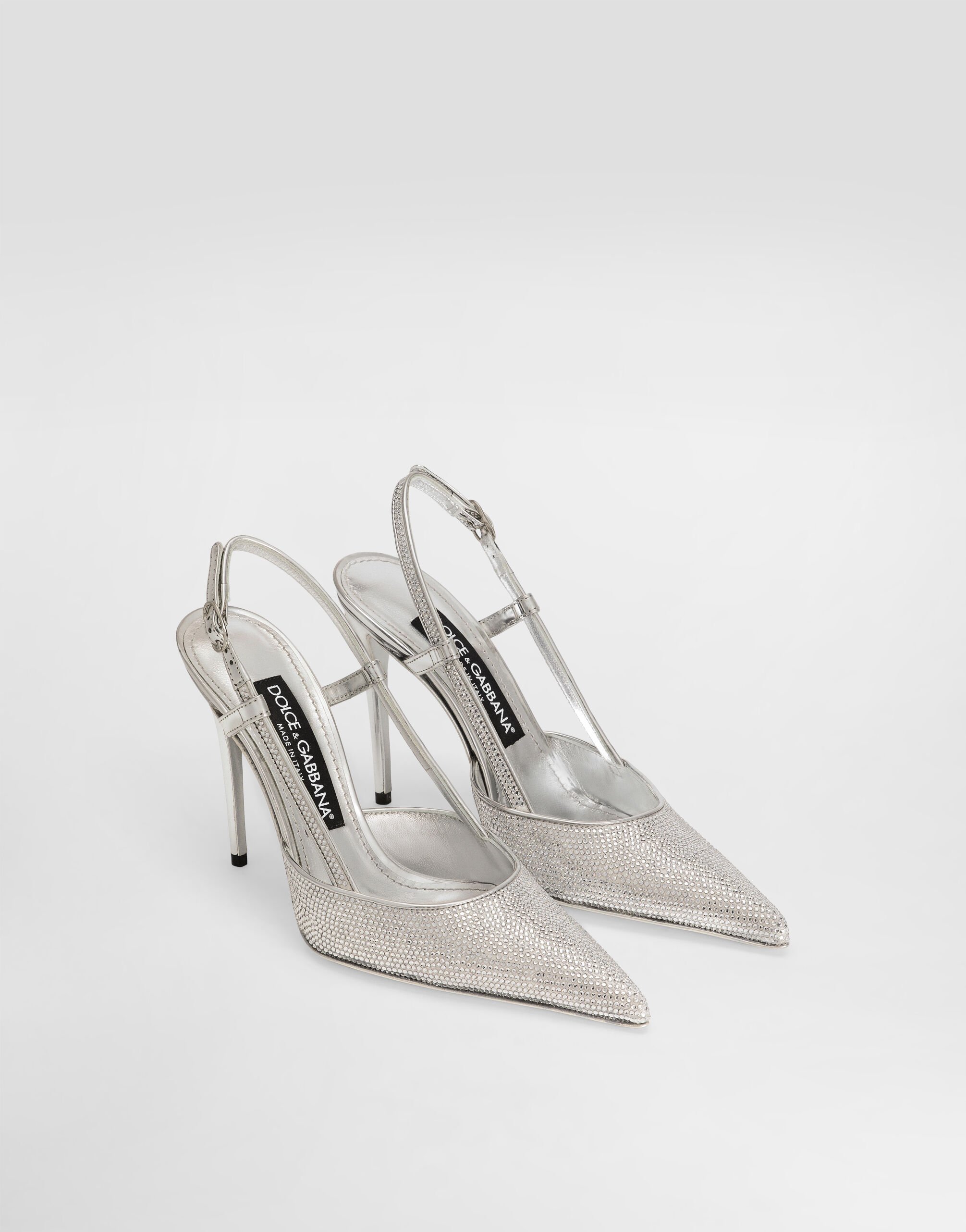 【関税&送料込】Dolce & Gabbana Satin Sling-Back With Rhines Satin slingbacks with fusible rhinestones in Grey for Women