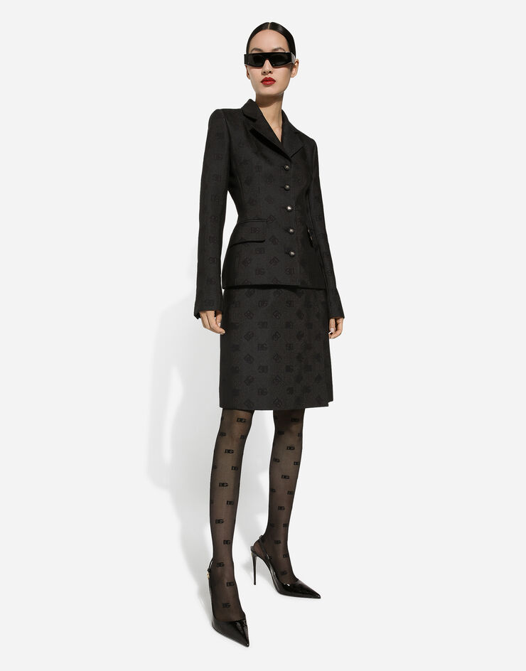 Dolce & Gabbana Veste Dolce en jacquard matelassé à logo DG Noir F26CHTHJMOW