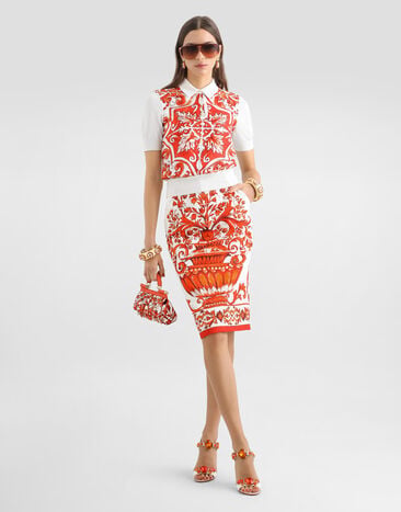 Dolce & Gabbana 中长半身裙 织锦 马约利卡印花 Dolce & Gabbana 中长半身裙 织锦 马约利卡印花 Multicolor F4C5KTGDDRF