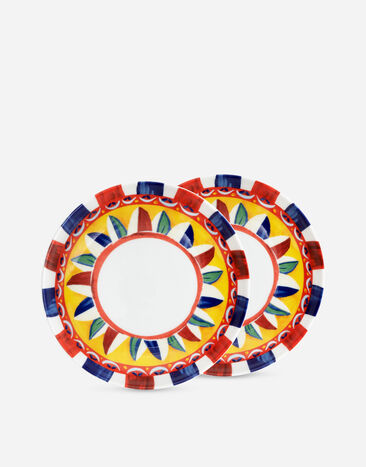 Dolce & Gabbana Set 2 Porcelain Soup Plates Multicolor TC0S05TCA88