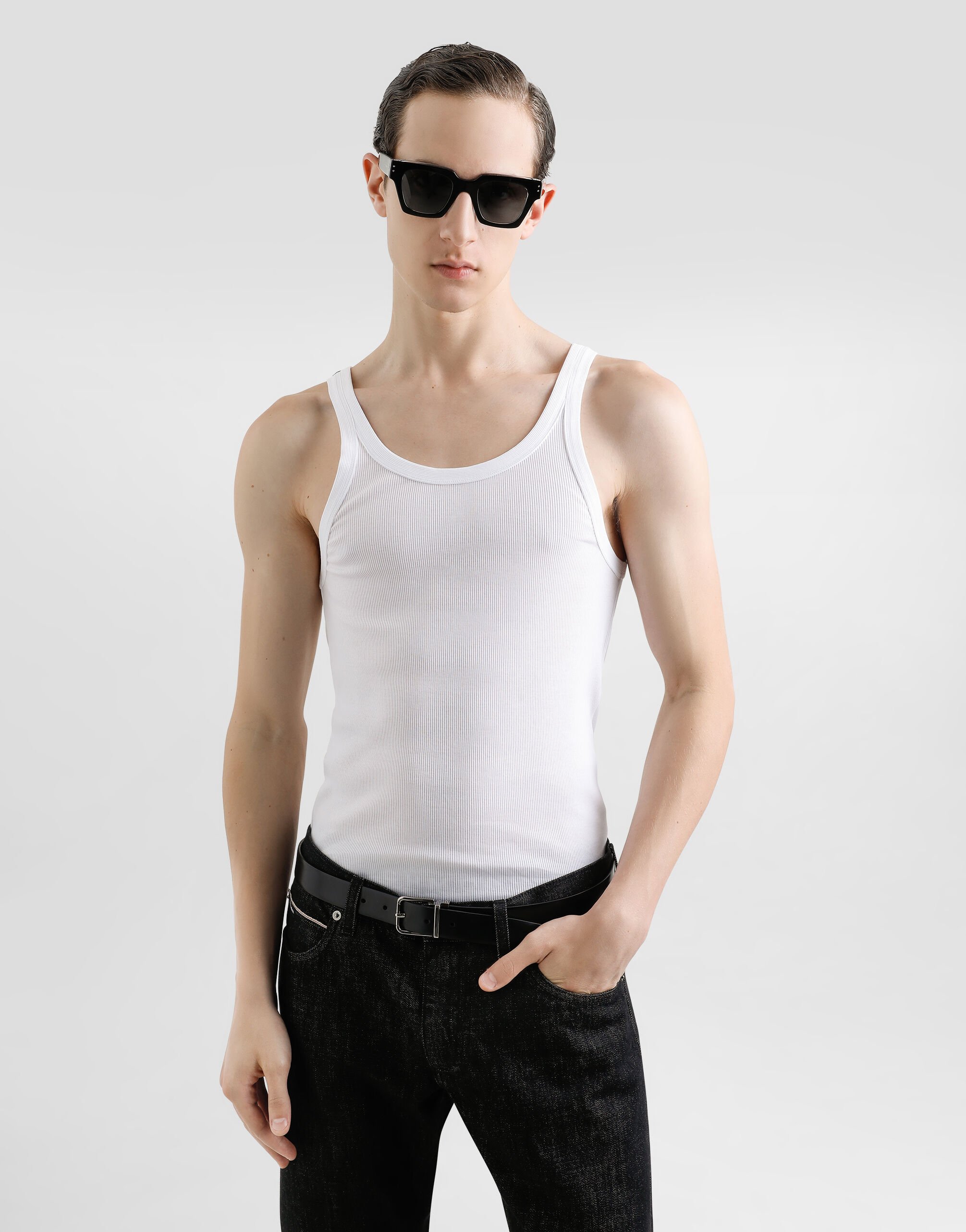 Tシャツ・カットソー DOLCE & GABBANA Ribbed tank top White G8PA8TFU7AV $_12.JPG?set_id=880000500F