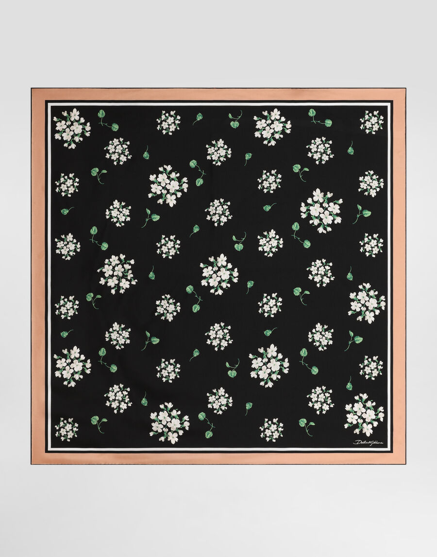 90x90 geranium-print silk twill scarf