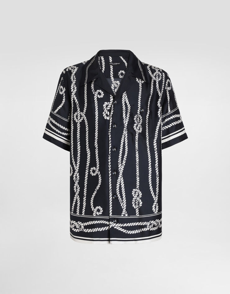 Dolce & Gabbana Camisa hawaiana en twill de seda con estampado marinero Dolce & Gabbana Camisa hawaiana en twill de seda con estampado marinero Multicolor G5JH9THI143